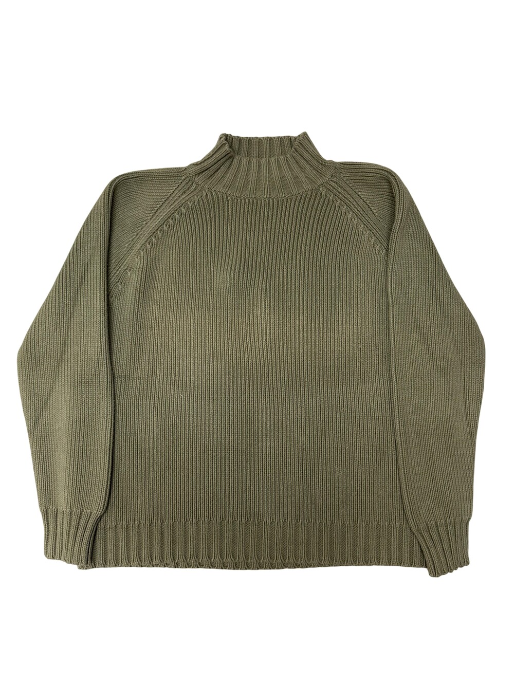Vintage 90s Orvis Sweater Mens XL Green Cotton Ribbed Knit Mock Neck Pullover